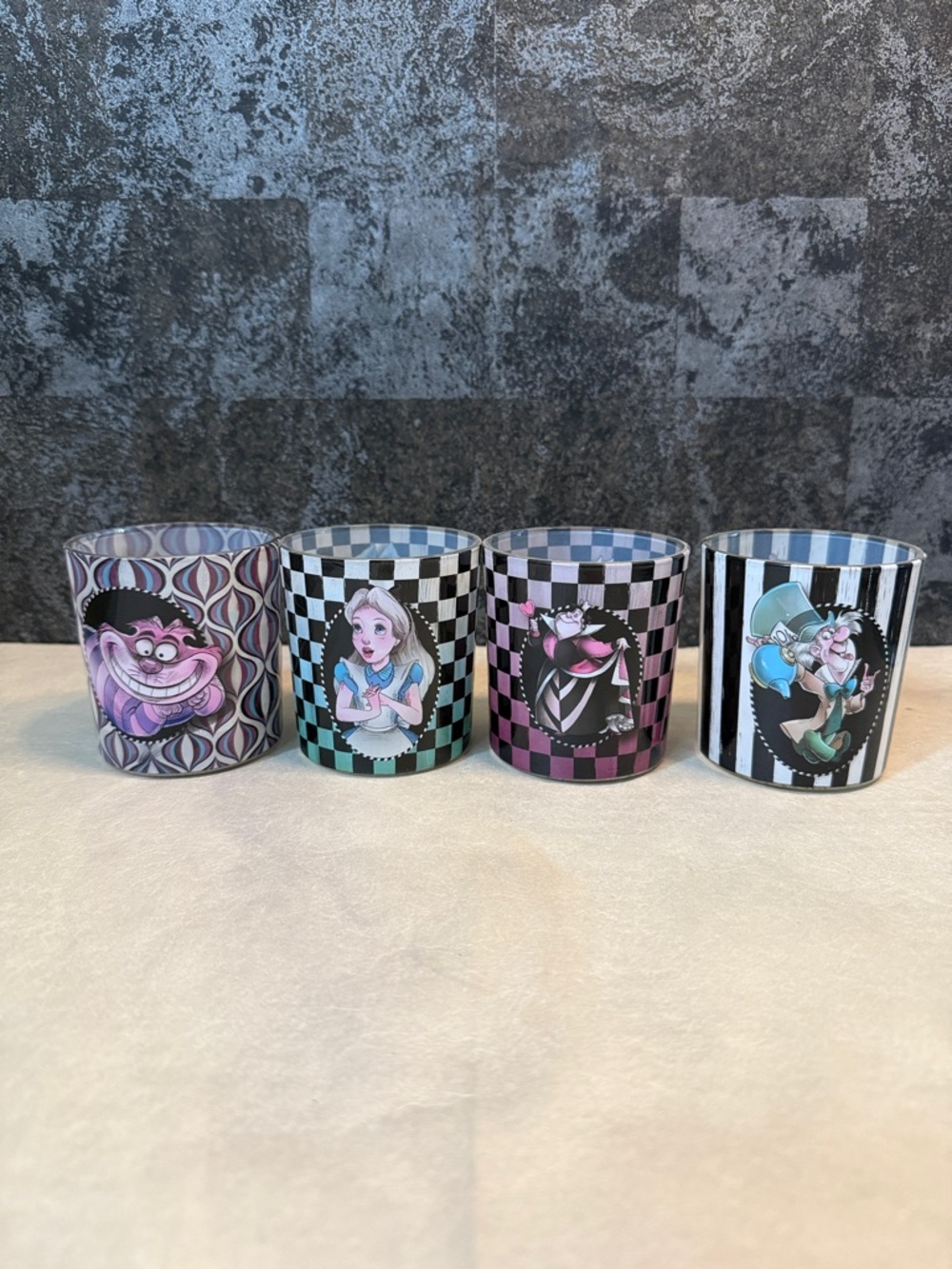 Alice in Wonderland Character Glass Votives - Set of 4